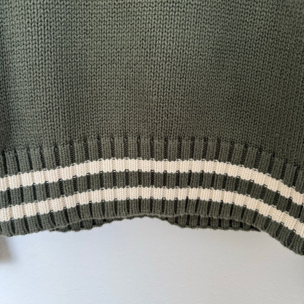 H&M L.O.G.G Men's Green White Shawl Collar Cotton Sweater Small - Picture 2 of 9